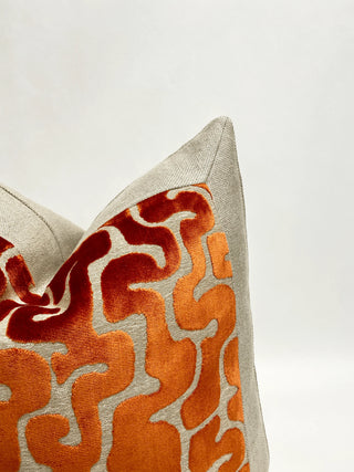 Orange maze linen edge