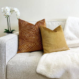 Bronze Velvet Maze Throw Pillow