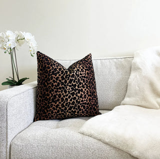 Safari Leopard Velvet Throw Pillow