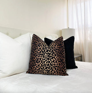 Safari Leopard Velvet Throw Pillow