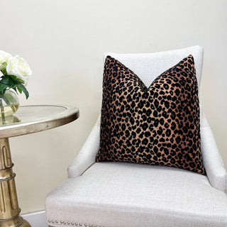 Safari Leopard Velvet Throw Pillow