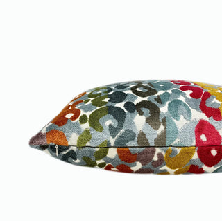 Bright Multicolored Velvet Leopard Print Throw Pillow