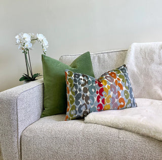 Bright Multicolored Velvet Leopard Print Throw Pillow