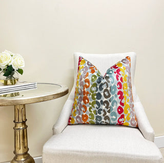 Bright Multicolored Velvet Leopard Print Throw Pillow