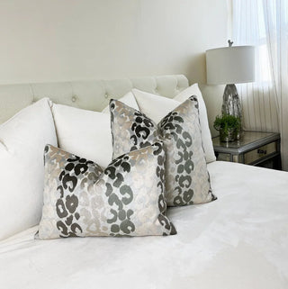 Stony Velvet Leopard Print Throw Pillow