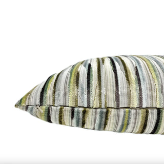 Green Alternative Stripe Multicolored Velvet Throw Pillow