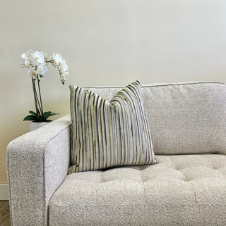 Green Alternative Stripe Multicolored Velvet Throw Pillow