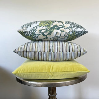 Green Alternative Stripe Multicolored Velvet Throw Pillow