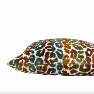 Berry Stripe Velvet Leopard Print Throw Pillow