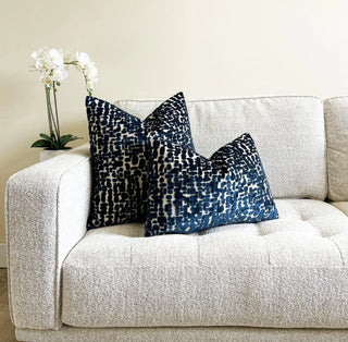 Navy Speckle Velvet Throw Pillow
