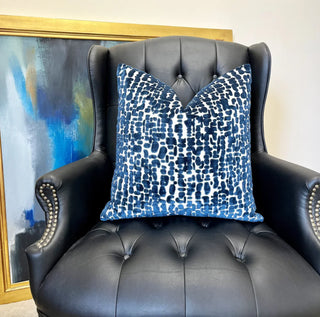 Navy Speckle Velvet Throw Pillow