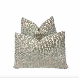 Silver Gray Speckle Velvet Throw Pillow