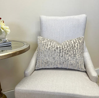 Silver Gray Speckle Velvet Throw Pillow