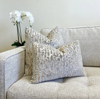 Silver Gray Speckle Velvet Throw Pillow
