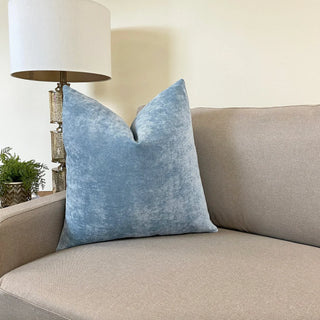 Light Blue Velvet Throw Pillow