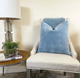 Light Blue Velvet Throw Pillow