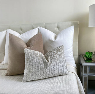 Latte Beige Velvet Throw Pillow