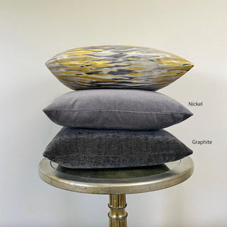 Silver Nickel Velvet Throw Pillow