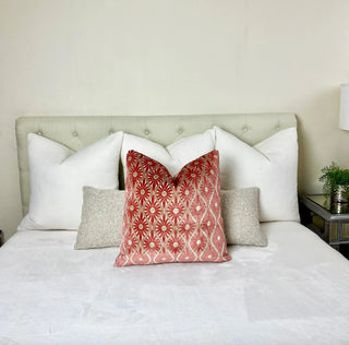 Spiced Coral Velvet Throw Pillow