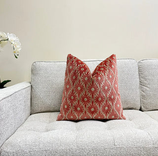 Spiced Coral Velvet Throw Pillow