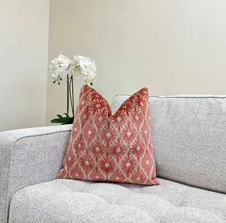 Spiced Coral Velvet Throw Pillow