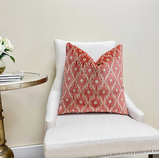 Spiced Coral Velvet Throw Pillow