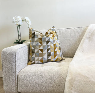 Gold Silver Geometric Velvet Throw Pillow