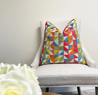 Colorful Geometric Velvet Throw Pillow