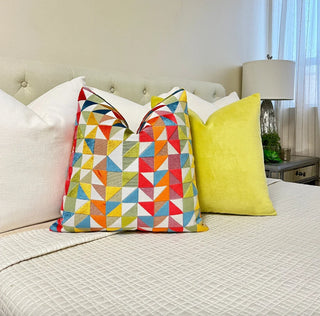 Colorful Geometric Velvet Throw Pillow