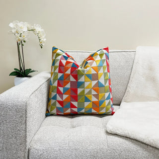 Colorful Geometric Velvet Throw Pillow