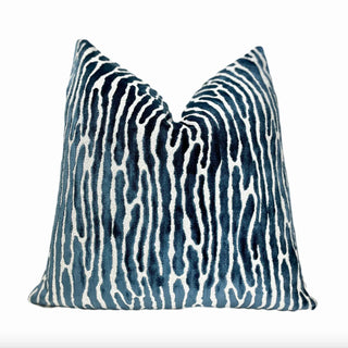 Mariner Blue Velvet Throw Pillow