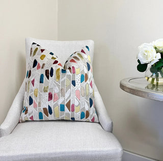 Belle Multicolored Geometric Velvet Throw Pillow