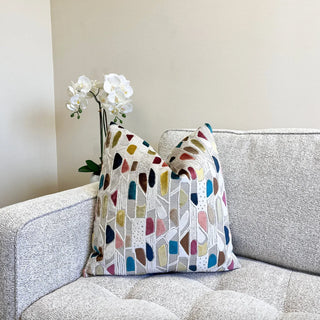 Belle Multicolored Geometric Velvet Throw Pillow
