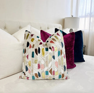 Belle Multicolored Geometric Velvet Throw Pillow