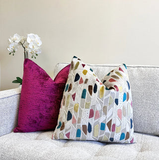 Belle Multicolored Geometric Velvet Throw Pillow