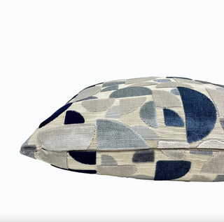 Taupe Navy Geometric Velvet Throw Pillow