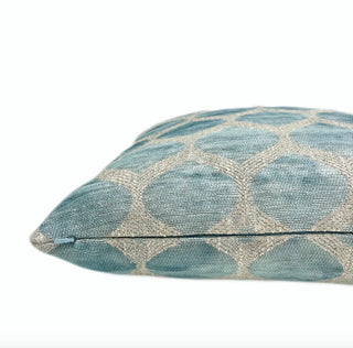 Aqua Cream Trellis Velvet Throw Pillow