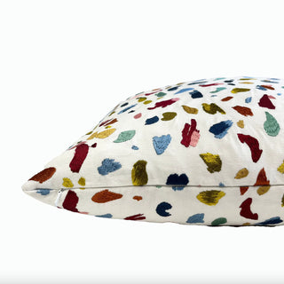 White Confetti Embroidered Throw Pillow