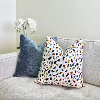 White Confetti Embroidered Throw Pillow