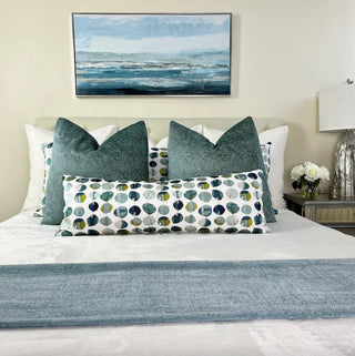 Blue Confetti Embroidered Throw Pillow