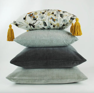 Gray Dandelion Throw Pillow with Jumbo Tassels