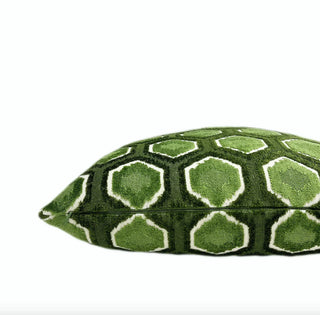 Green Hexagon Velvet Throw Pillow