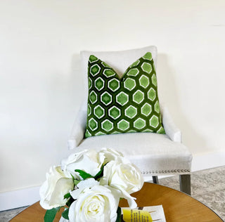 Green Hexagon Velvet Throw Pillow