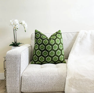 Green Hexagon Velvet Throw Pillow