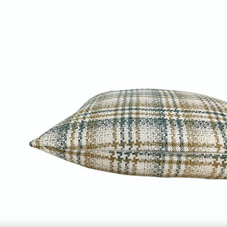 Sage Beige Plaid Throw Pillow