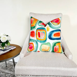 Colorful Mid Century Modern Throw Pillow