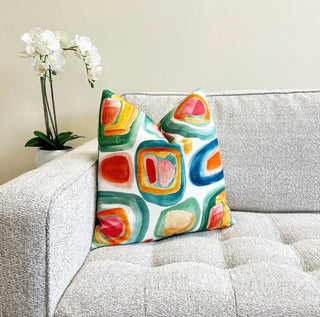 Colorful Mid Century Modern Throw Pillow