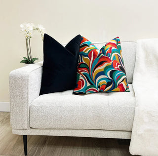 Bright Multicolor Embroidered Throw Pillow