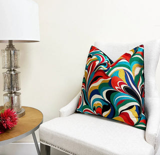 Bright Multicolor Embroidered Throw Pillow