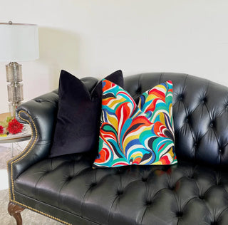 Bright Multicolor Embroidered Throw Pillow